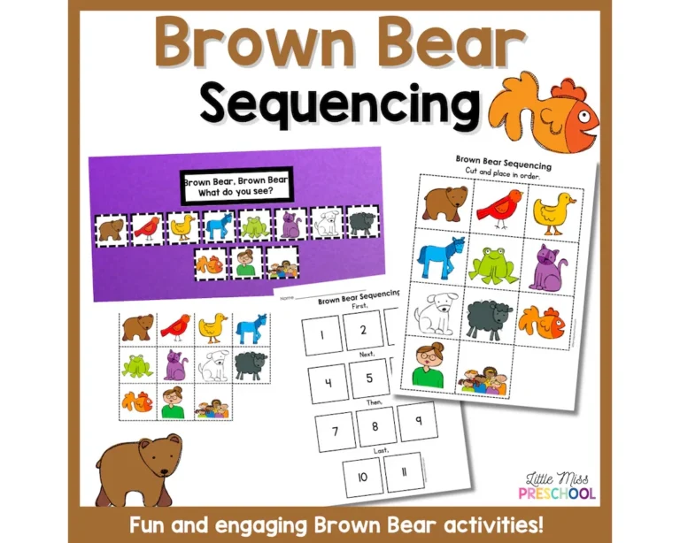 Sequencing Activities Worksheet Brown Bear preschool Pre k Kinder Etsy