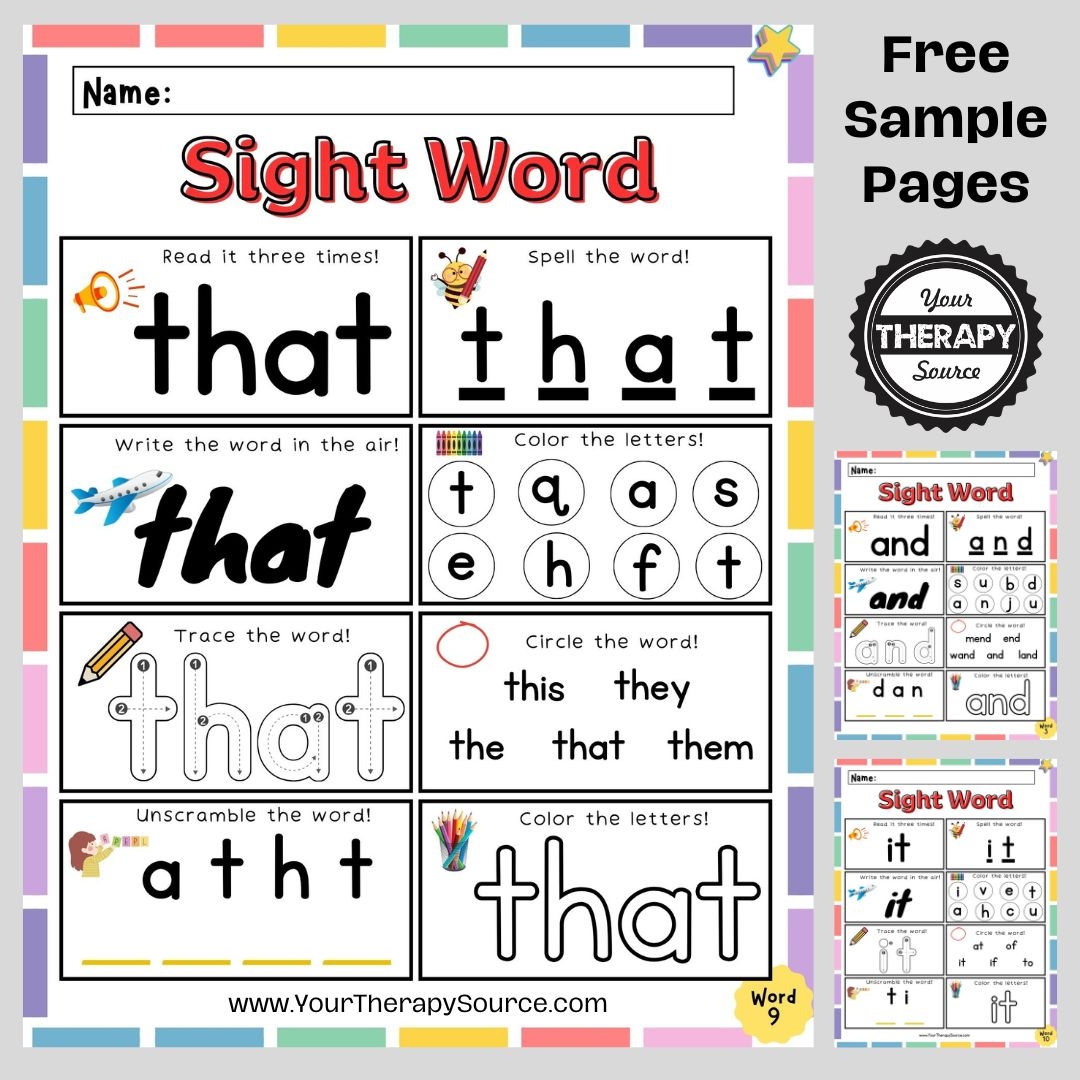 Free Customizable Kindergarten Sight Words Worksheets