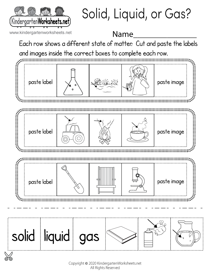 Solid Liquid Or Gas Worksheet Free Printable PDF