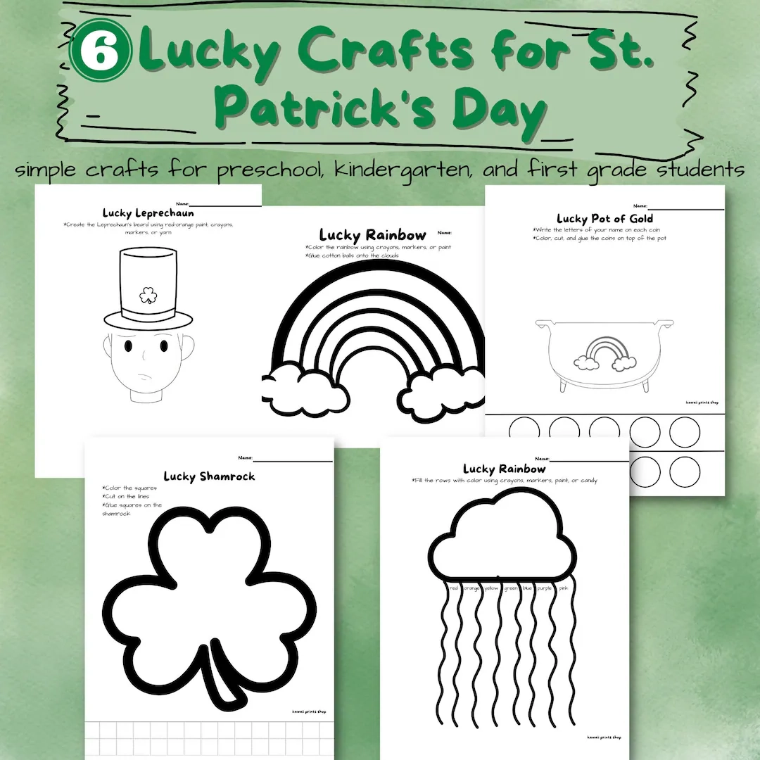 St Patrick s Day Crafts For Kids Preschool Activities Kindergarten Printables Toddler Art Shamrock Leprechaun Rainbow Homeschool Print Etsy