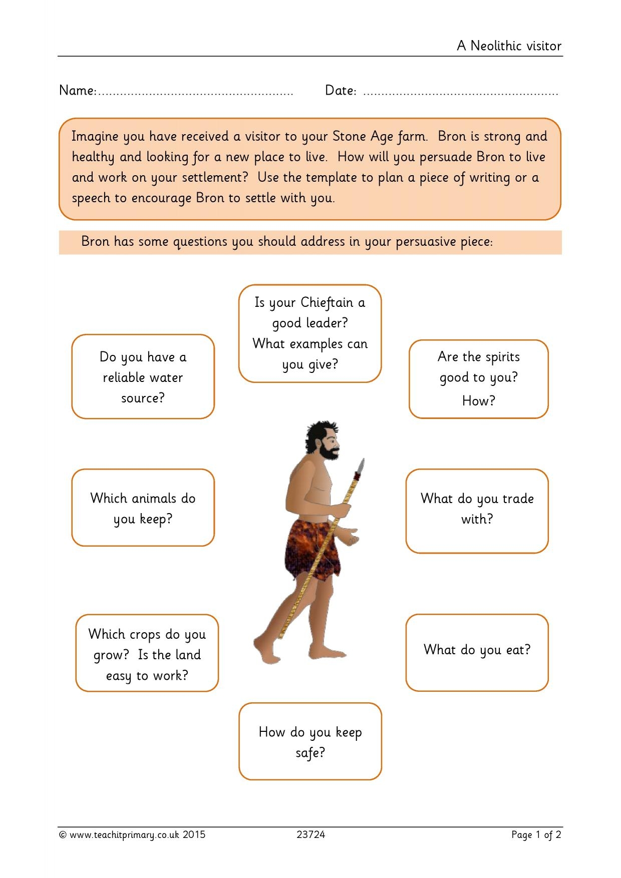 Printable Stone Age Worksheets Free