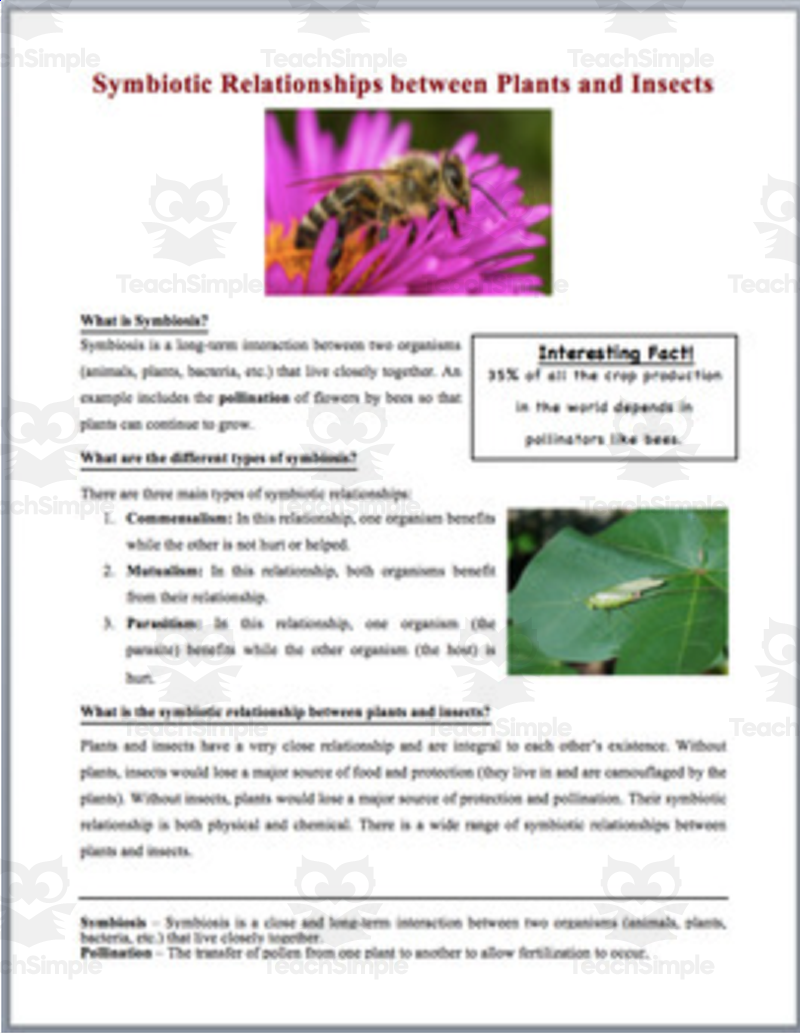 Symbiotic Relationships Reading Comprehension Article