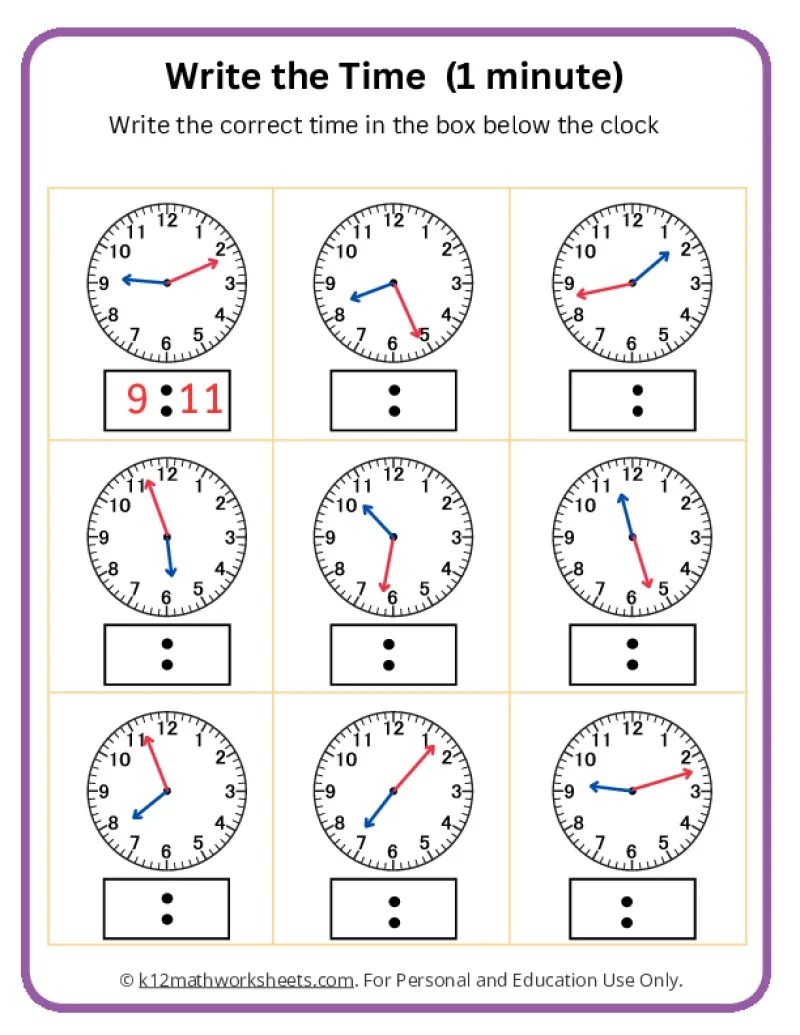 Telling Time Worksheets