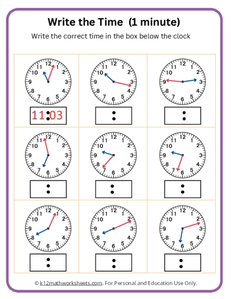 Telling Time Worksheets