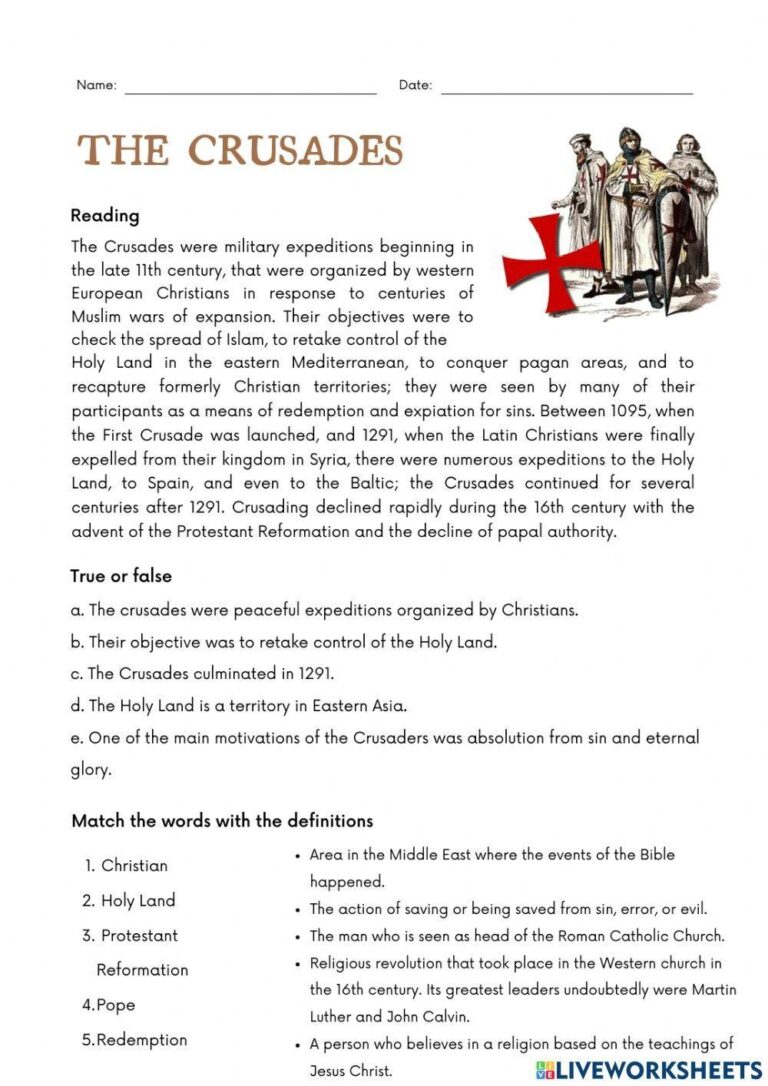 The Crusades Free Interactive Worksheets 2101255