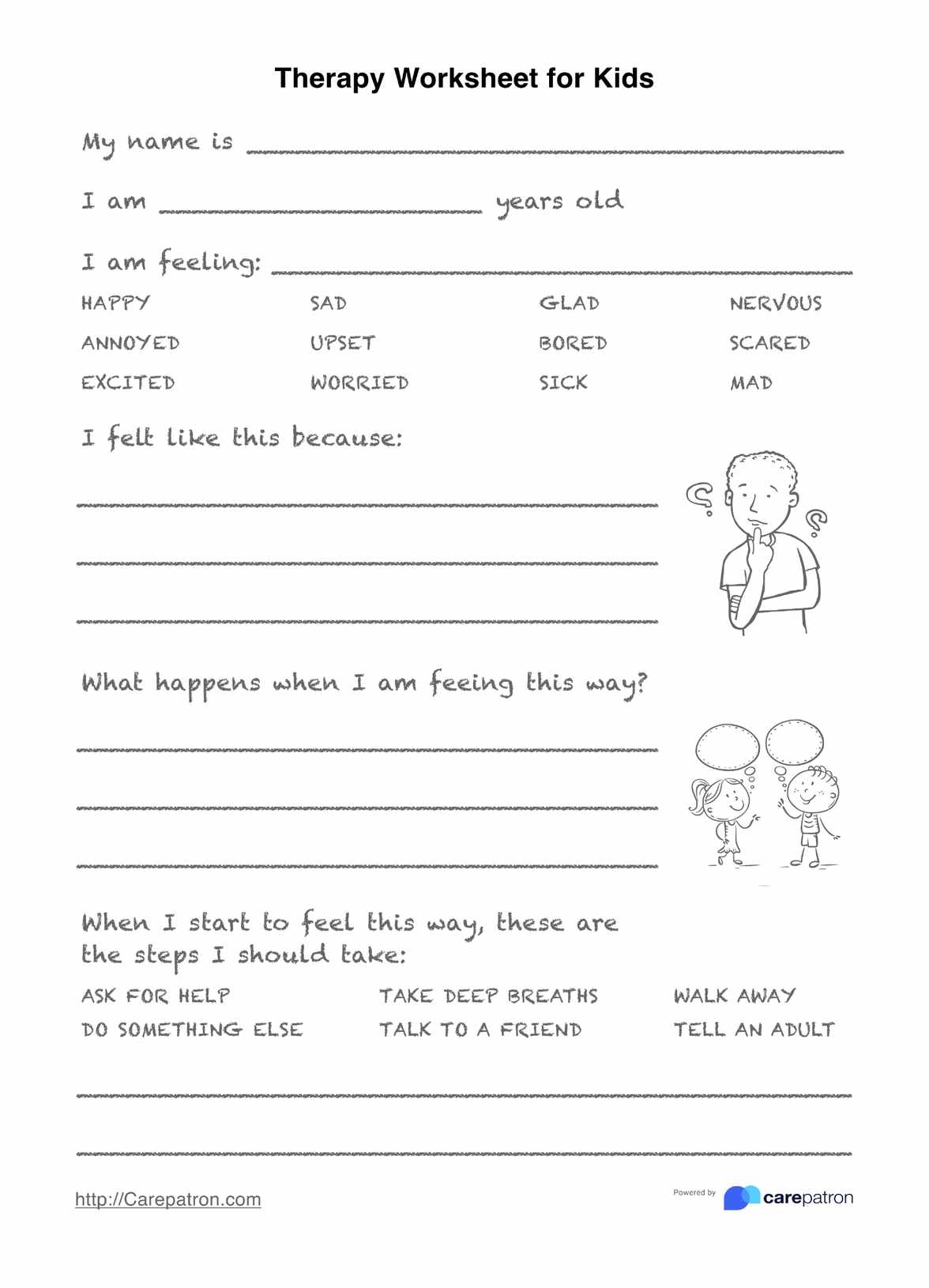 Free Printable Therapy Worksheets For Kids