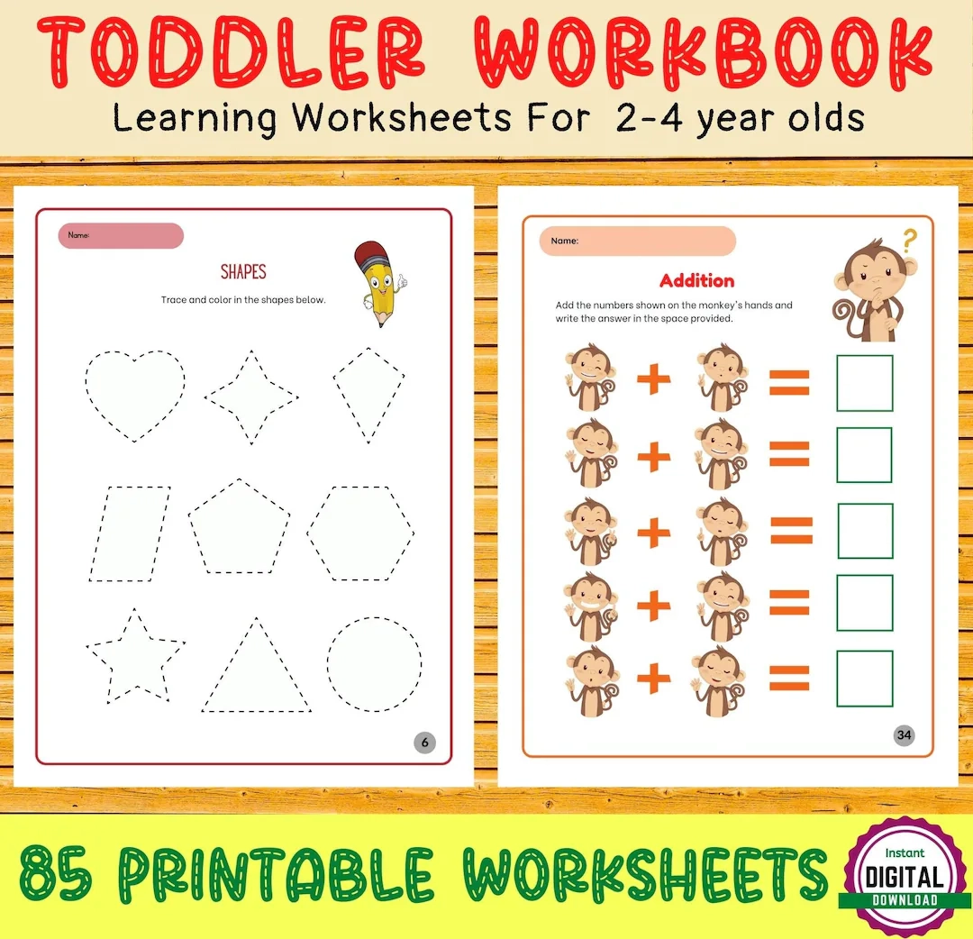 Toddler Learning Workbook 85 Printable Worksheets Ages 2 4 digital Download Etsy Denmark
