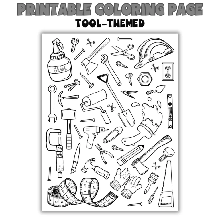 Tools Coloring Page Printable Kids Activities Etsy
