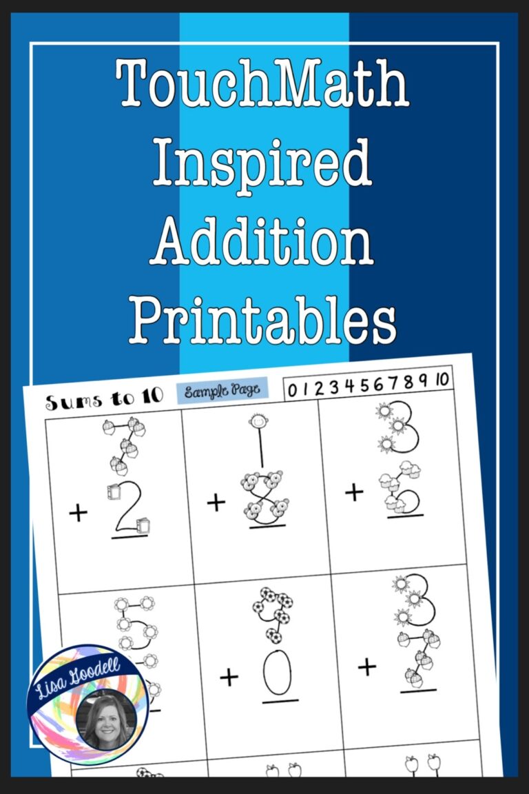 TouchMath Inspired Printables Supplement Worksheets Lisa Goodell