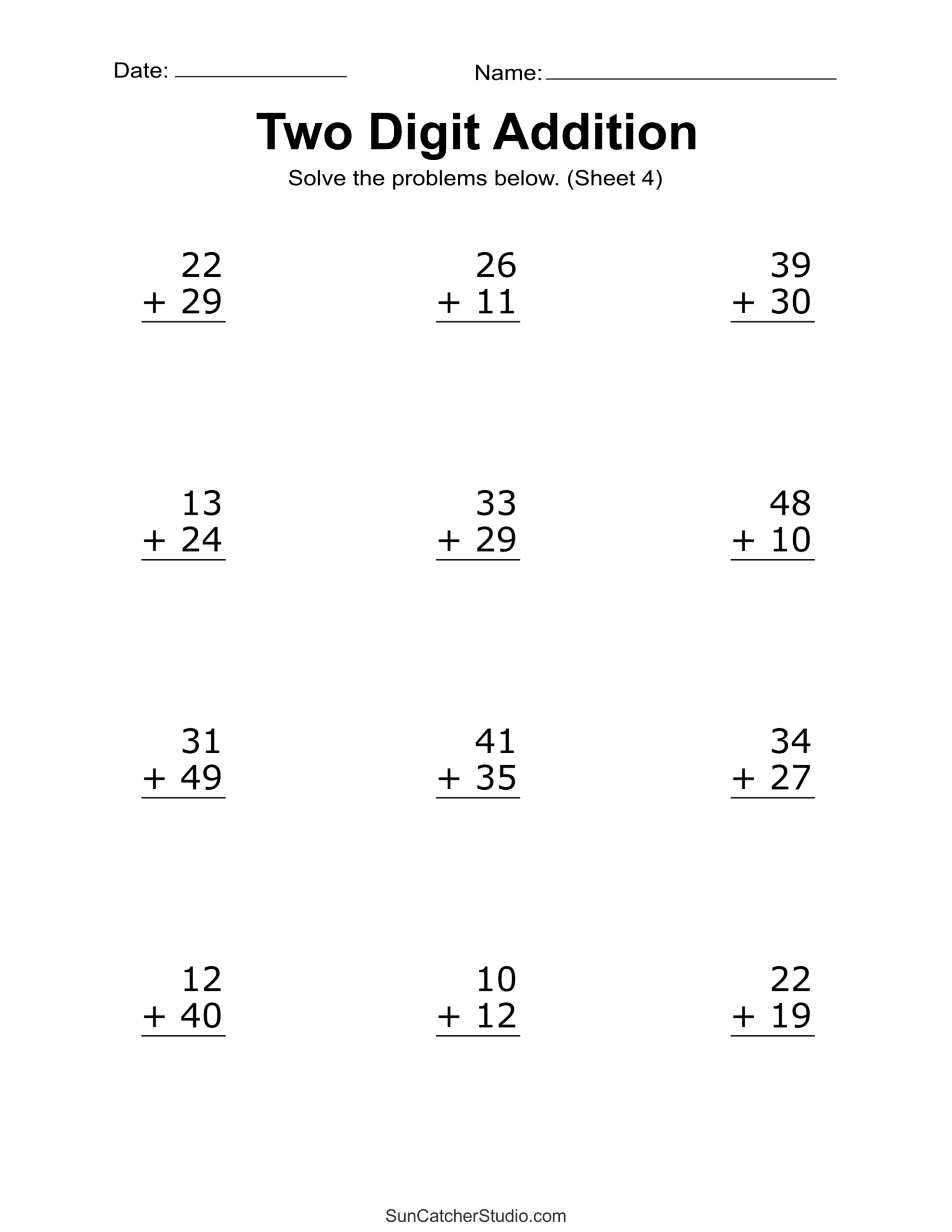Free Printable Fast Math Addition Worksheets
