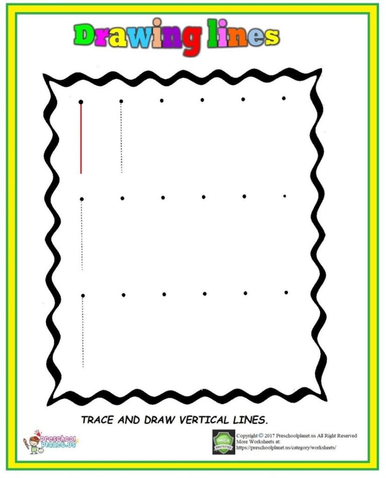 Vertical Line Worksheet Preschoolplanet