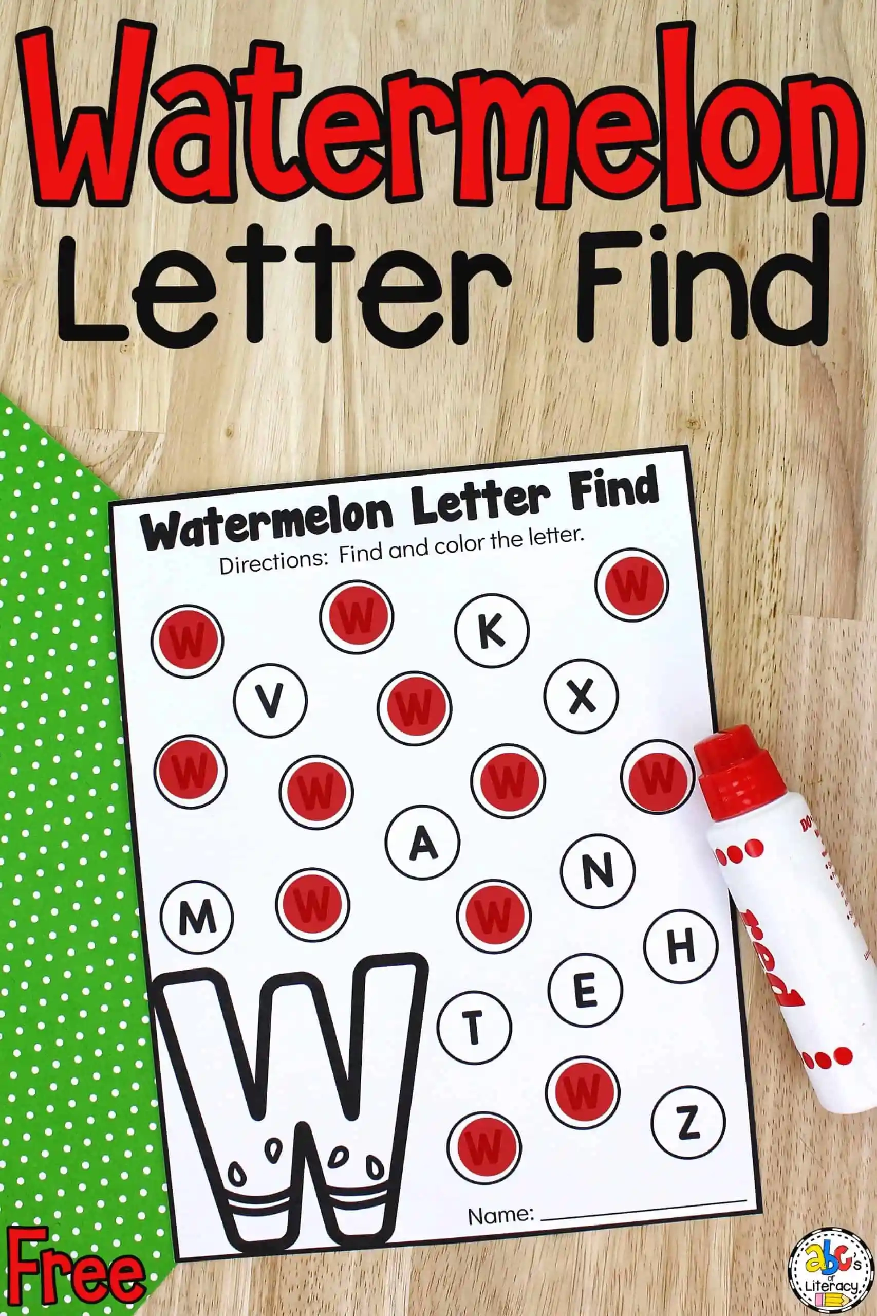 Watermelon Letter Find Preschool Worksheets