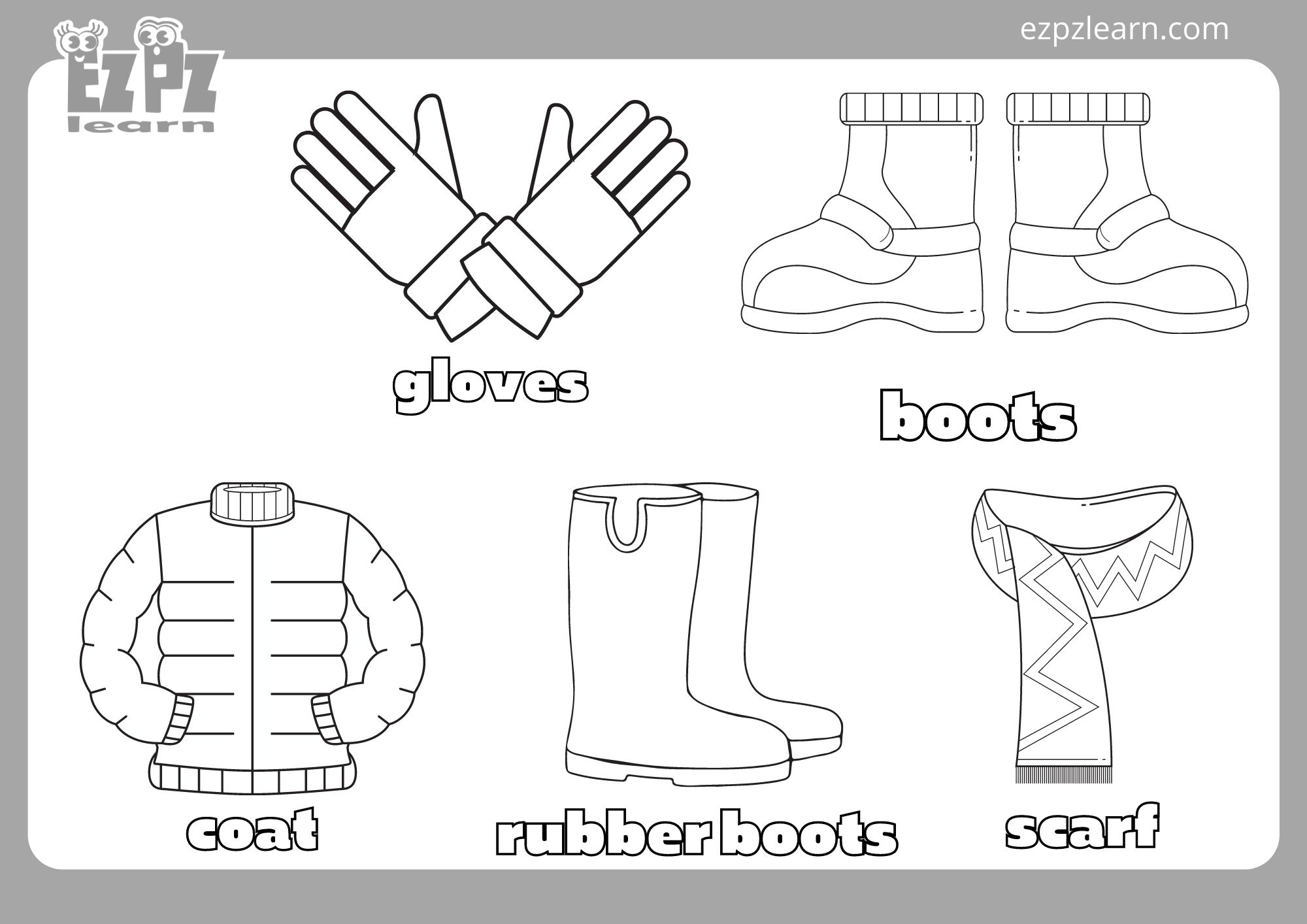 Winter Clothes Coloring Page1 Ezpzlearn