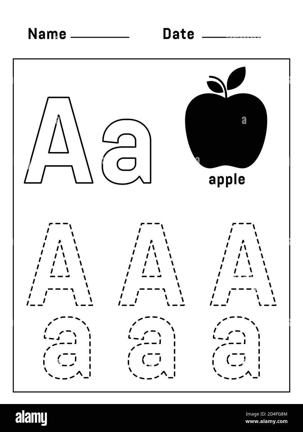 Writing Practice Letter Aa Printable Worksheet For Preschool Kindergarten Kids To Improve Basic Writing Skills Vector AI Stock Vector Image Art Alamy